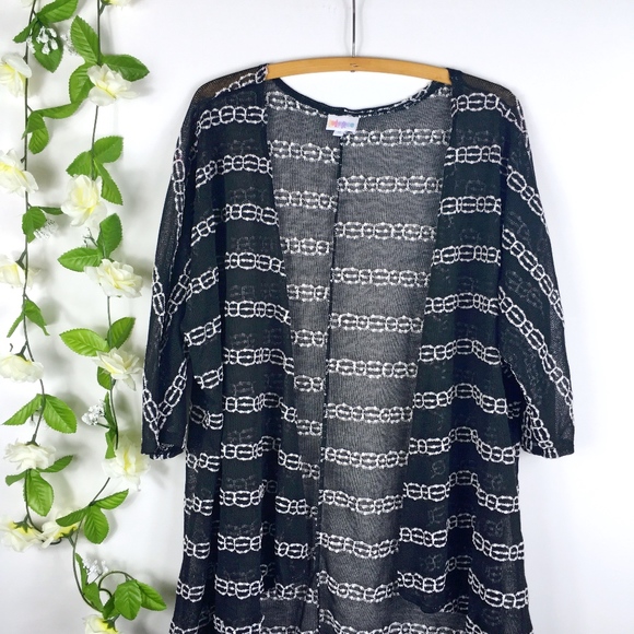 LuLaRoe Sweaters - LulaRoe Black White Lindsey Kimono